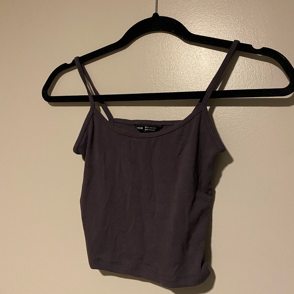 New Shein Dark Grey Crop Top Tank Top - Picture 1 of 4